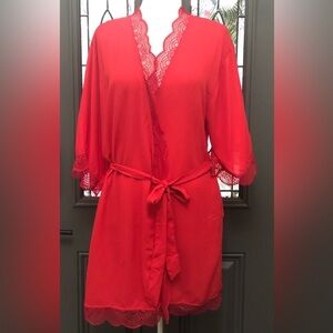 I.N.C. Intimates Red Lace Trim Robe